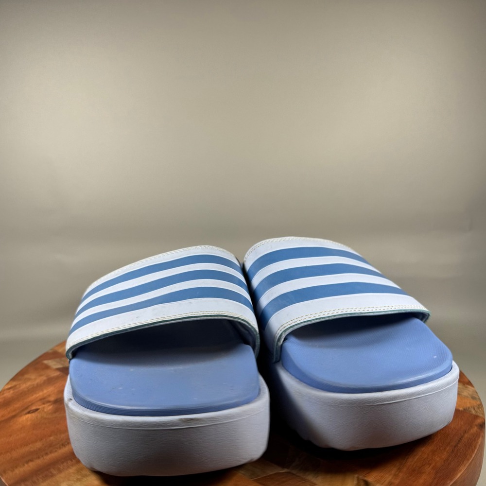 Adidas Adilette Platform Slides Women 11 Blue Dawn White Sandals HQ6181 - Picture 2 of 6